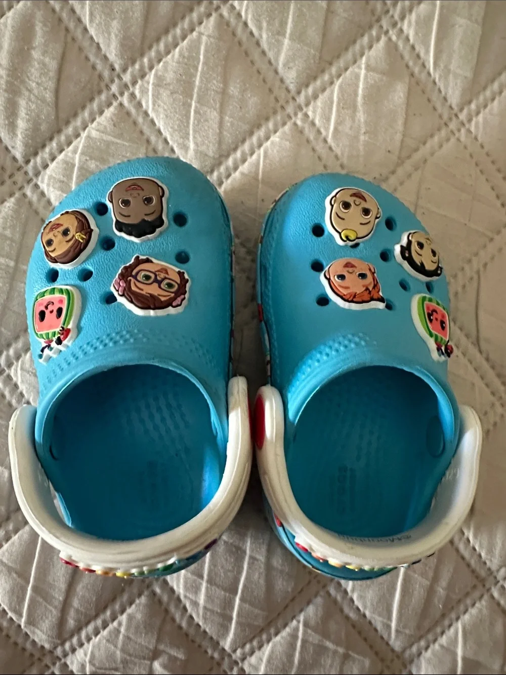 CROCS Kids Light Blue Clog Sandals with Character Jibbitz